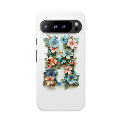 Floral Letter H Phone Case – Personalized Aesthetic Cover for iPhone, Samsung & Google Pixel