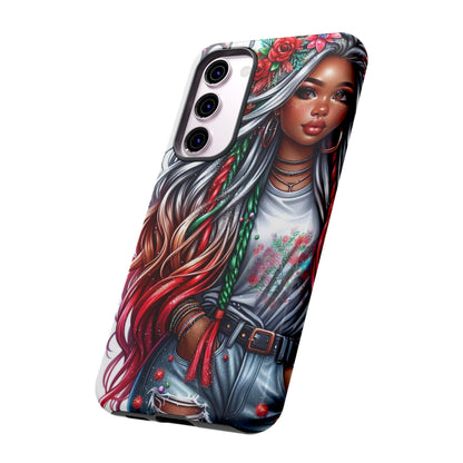 Festive Boho Queen – Holiday Glow & Candy Cane Braids Mobile Cover