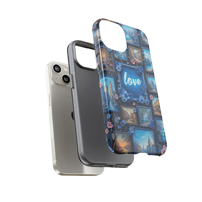 Blue Floral Love Frame Phone Case