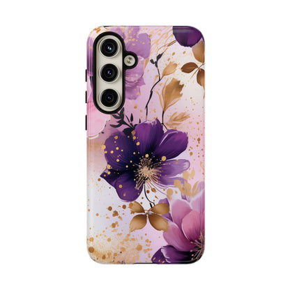 Luxury Purple & Gold Floral Aesthetic Mobile Case