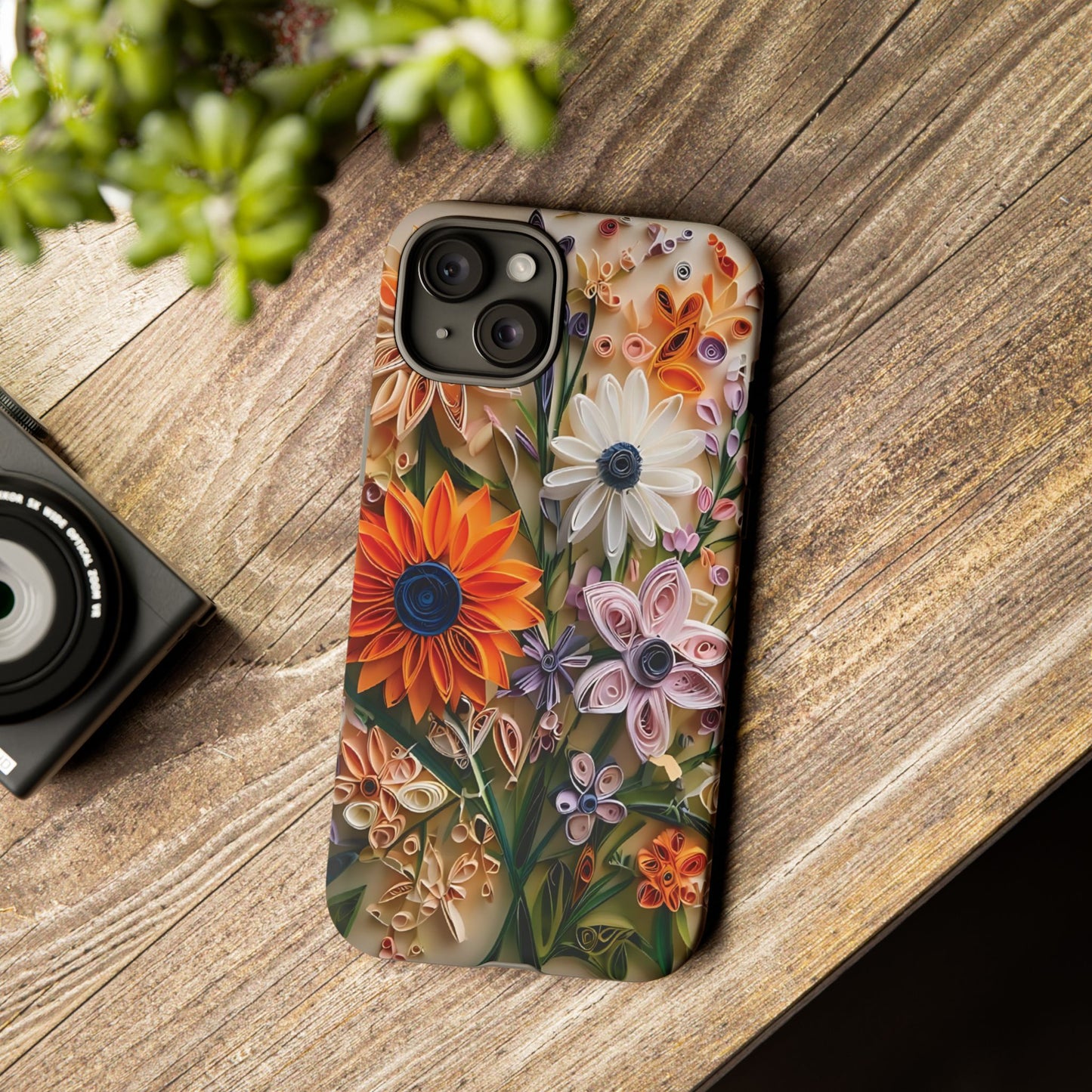 Intricate Quilled Floral Artwork In Vibrant Colors phone case design.