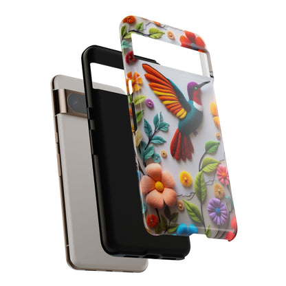 Embroidered Hummingbird with Floral Design | Nature's Elegant Stitch | iPhone 16 Pro