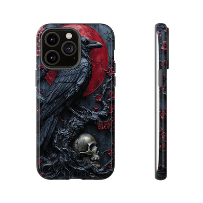 Gothic Sculpture Of Raven On Charcoal Tree Branch phone case design