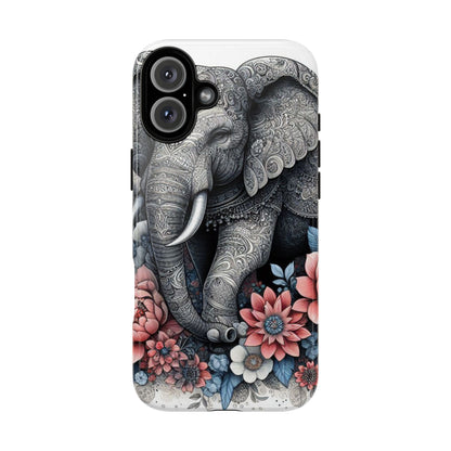Mandala Elephant Mobile Cover – Elegant Black & White Floral Art