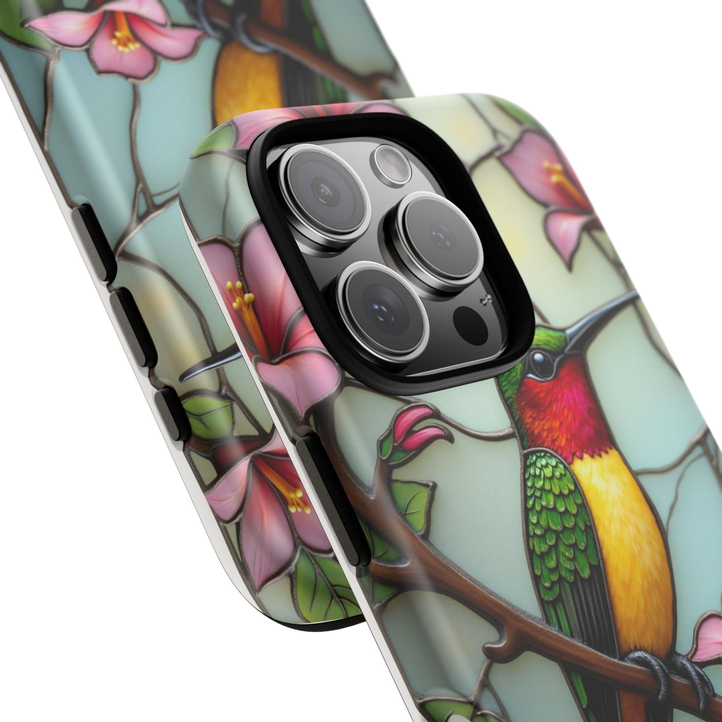 Elegant Hummingbird with Floral Mosaic | Artistic Nature Design