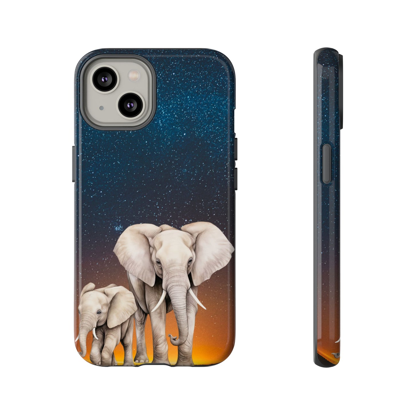 Starry Safari Elephant Family Mobile Cover – Cosmic Wildlife Aesthetic