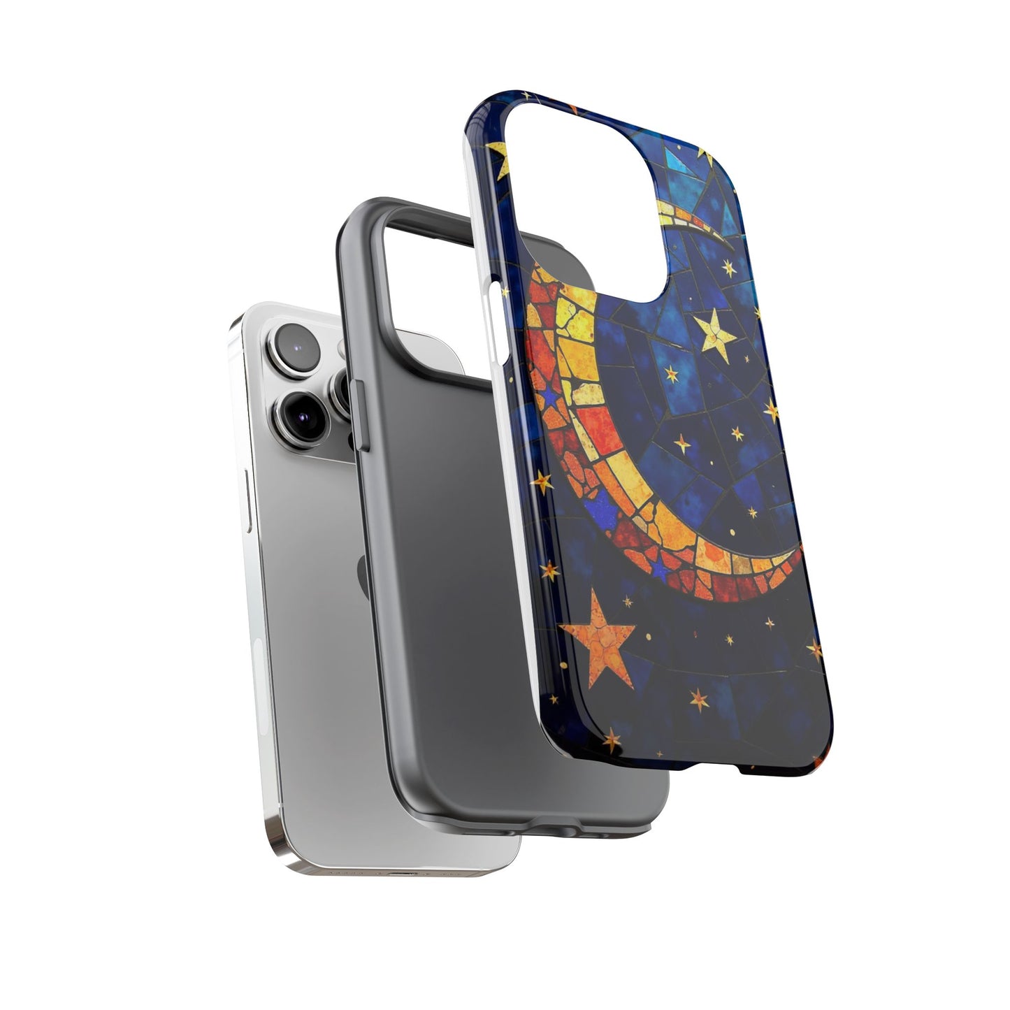 Celestial Crescent: Vibrant Moon and Stars Phone Case