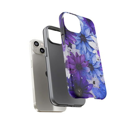 Blue & Purple Floral Splash Mobile Cover – Elegant Artistic Flowers