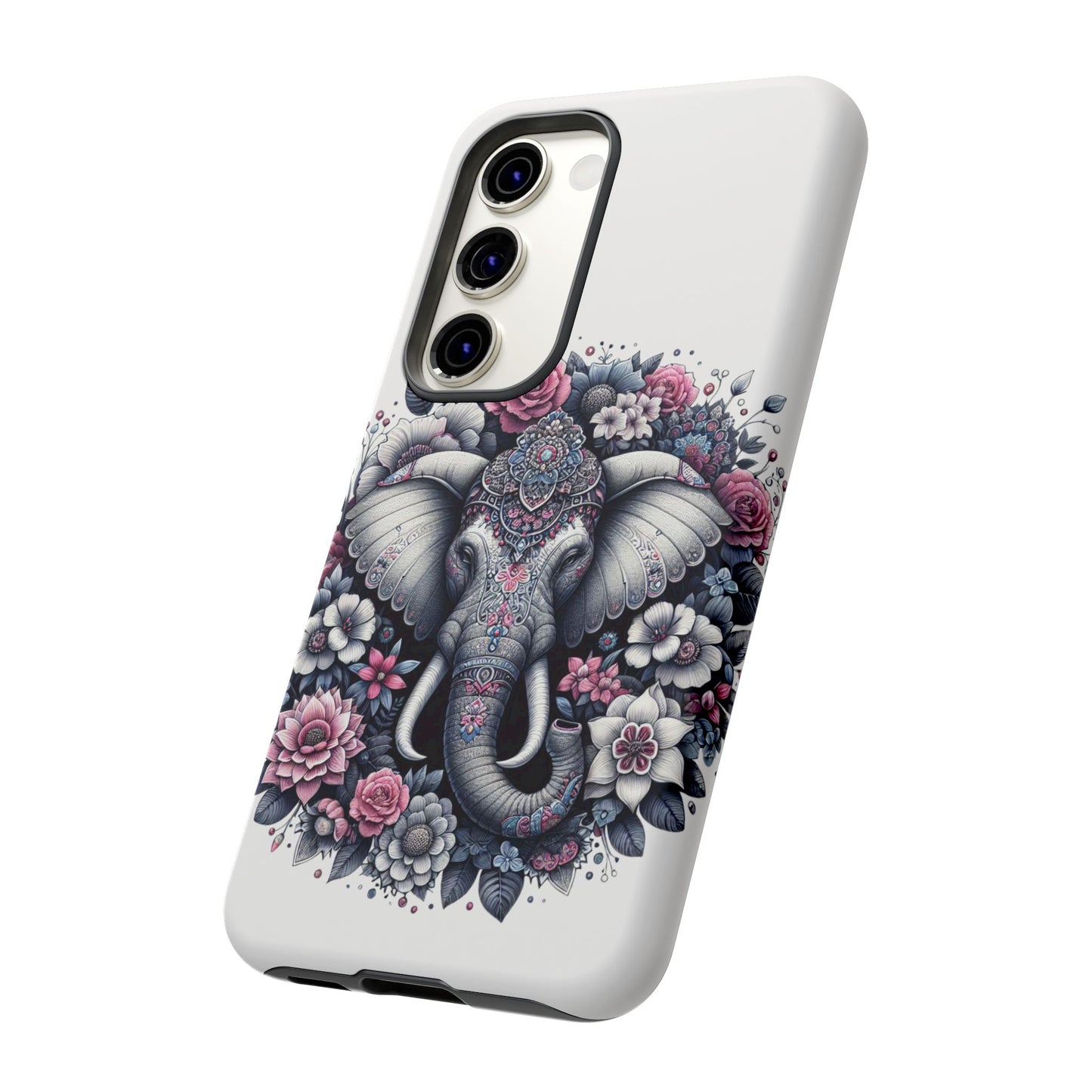 Ornate Floral Elephant Mobile Cover – Elegant Bohemian Art