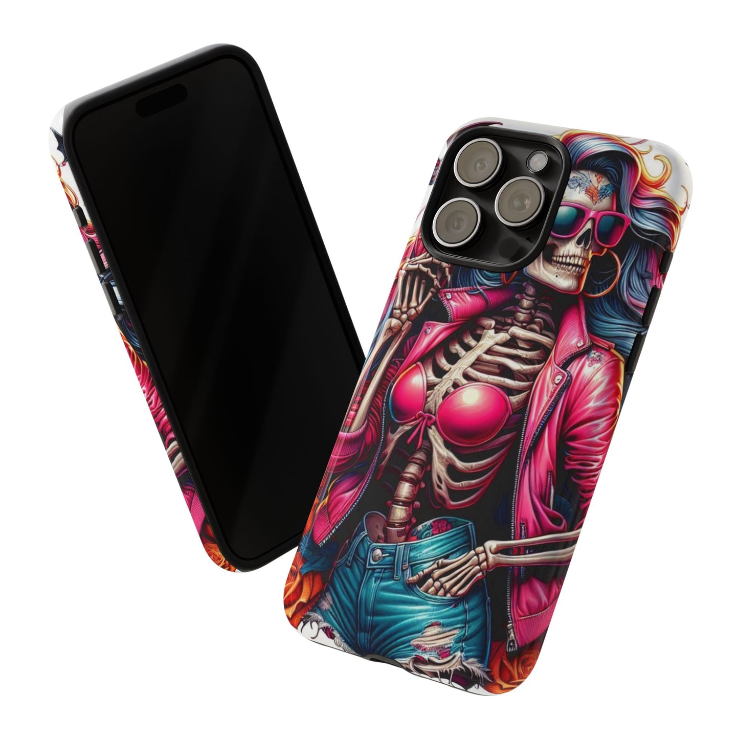 Neon Bones – Retro Skeleton & Vibrant Punk Aesthetic Mobile Cover