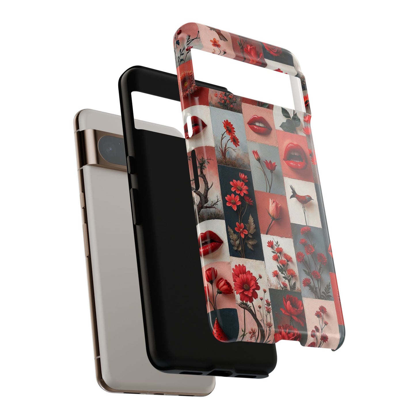 Red Flowers & Lips Collage Phone Case