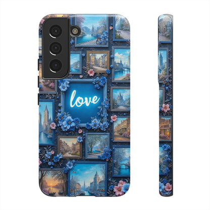Blue Floral Love Frame Phone Case