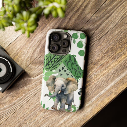 Playful Baby Elephant Mobile Cover – Tropical Boho Art