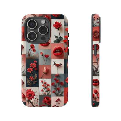 Red Flowers & Lips Collage Phone Case