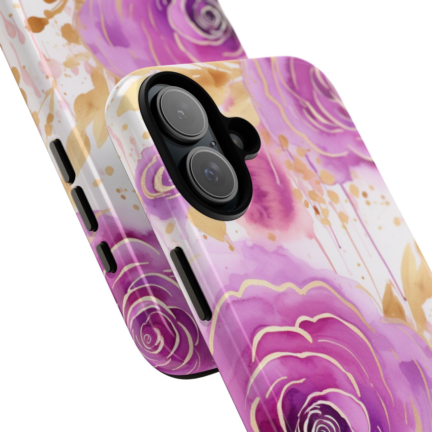 Elegant Purple-Gold Watercolor Rose Mobile Case