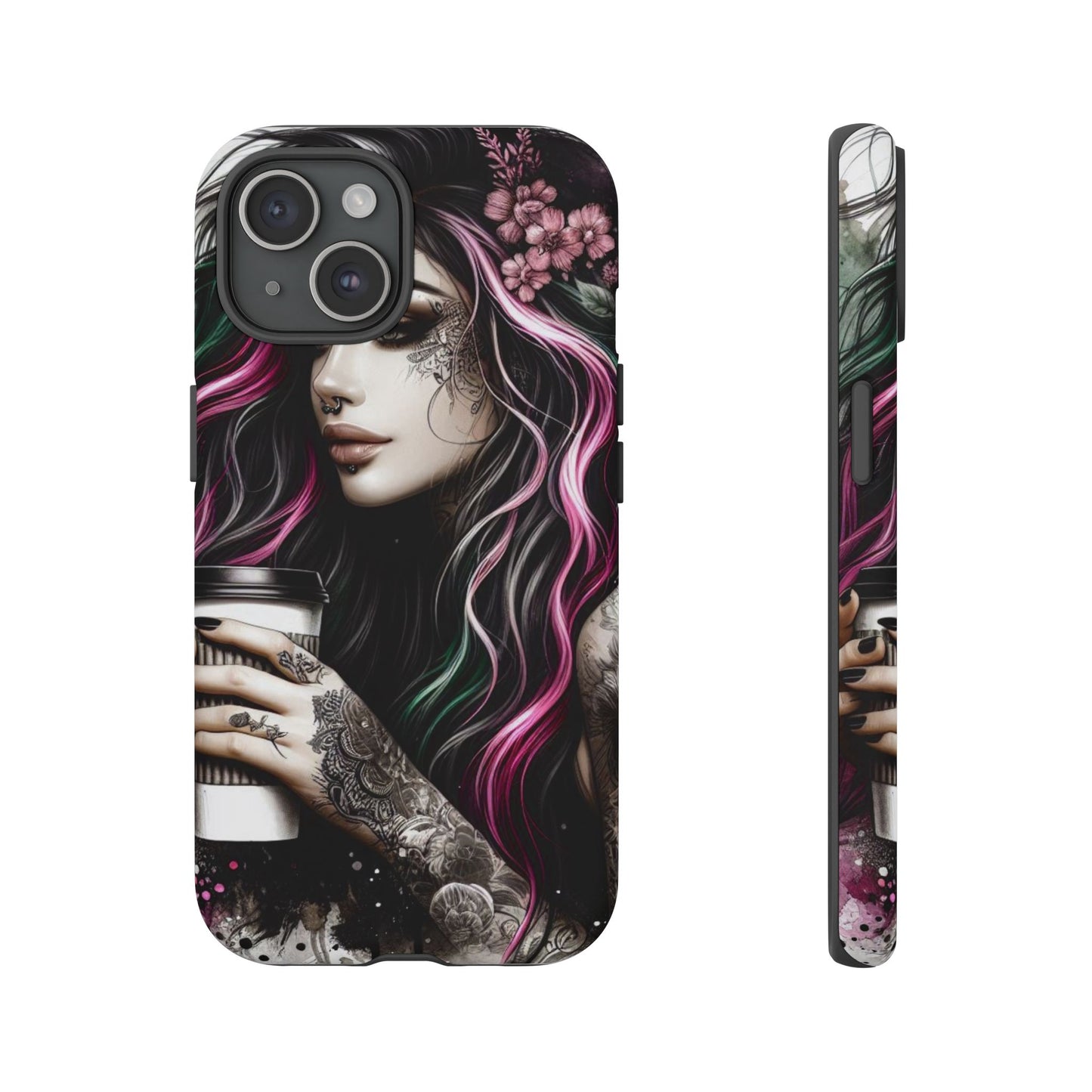 Tattooed Serenity – Gothic Coffee Lover Mobile Cover