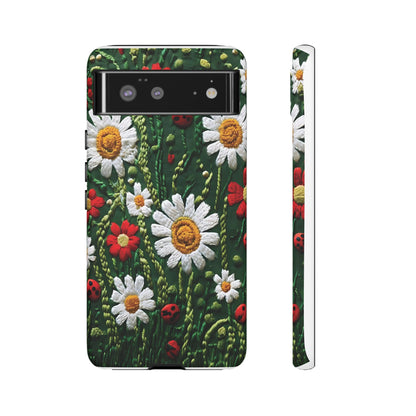 Knitted Pattern With Diamonds And Festive Motifs On Navy phone case design.