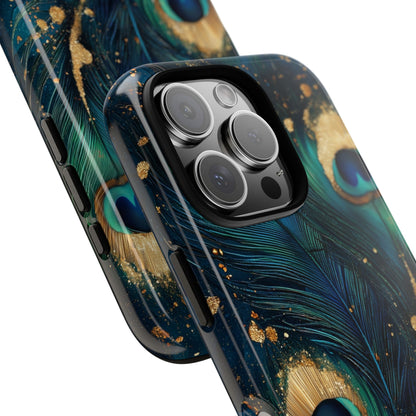 Elegant Peacock Feather Luxe Phone Case for iPhone, Samsung & Google Pixel