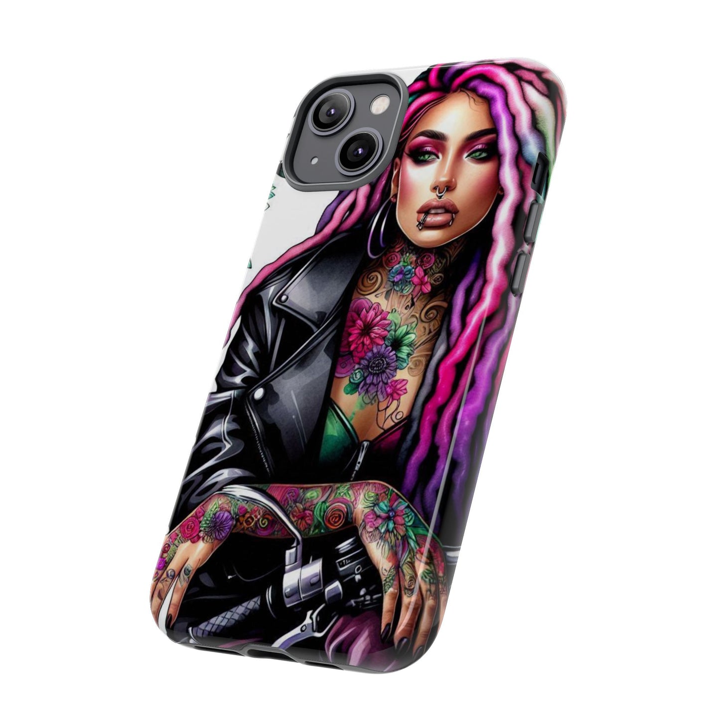 Neon Rebel – Vibrant Biker Queen Mobile Cover