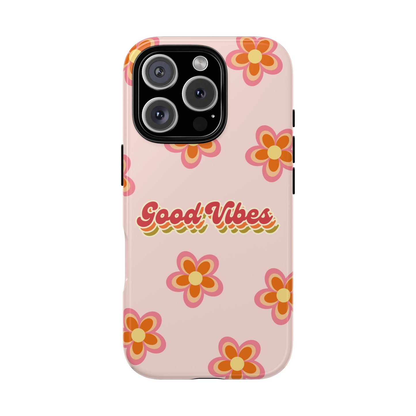 Retro Floral "Good Vibes" Phone Case – Vintage Aesthetic for iPhone, Samsung & Google Pixel