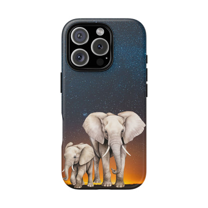 Starry Safari Elephant Family Mobile Cover – Cosmic Wildlife Aesthetic