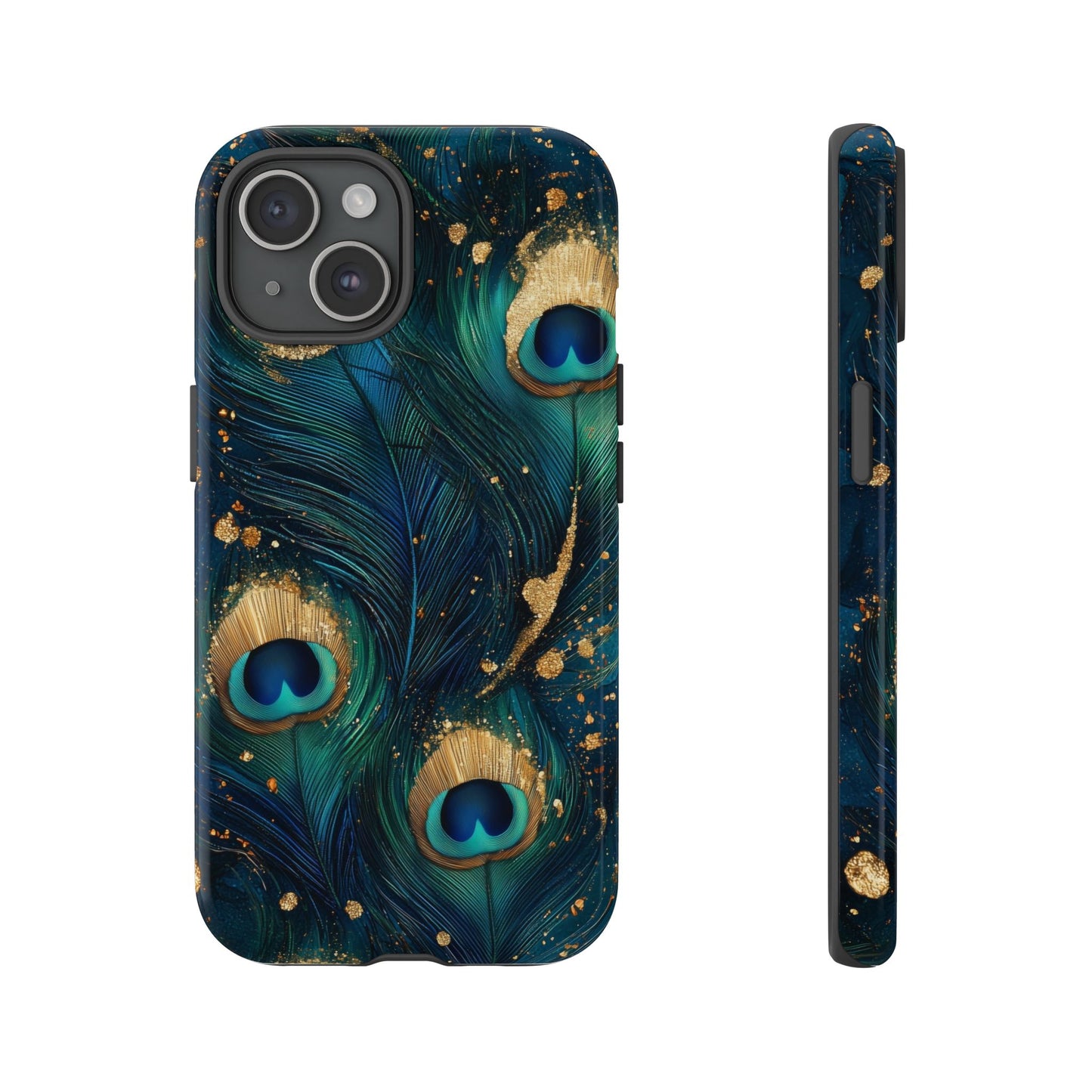 Elegant Peacock Feather Luxe Phone Case for iPhone, Samsung & Google Pixel