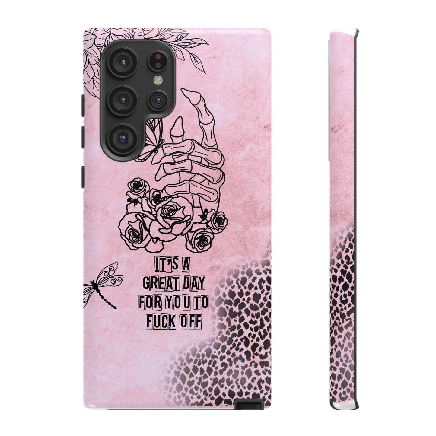 It's a Great Day For You To Fuck Off Phone Case, Funny & Bold Cover for iPhone, Samsung & Google Pixel, Skeleton Hand Phone Case,