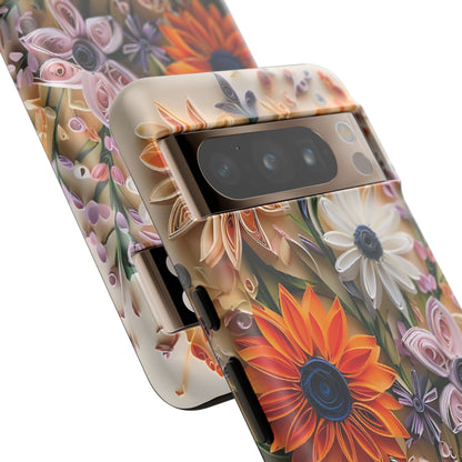 Intricate Quilled Floral Artwork In Vibrant Colors phone case design.