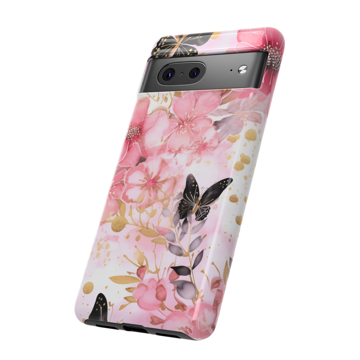 Pink Blossom & Gold Butterfly Mobile Case