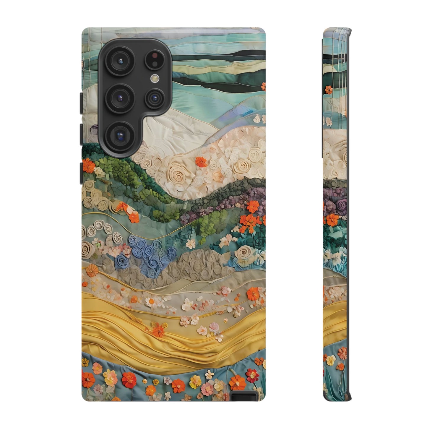 Intricate Textile Art Piece Showcasing Vibrant Layers And Colors phone case design.