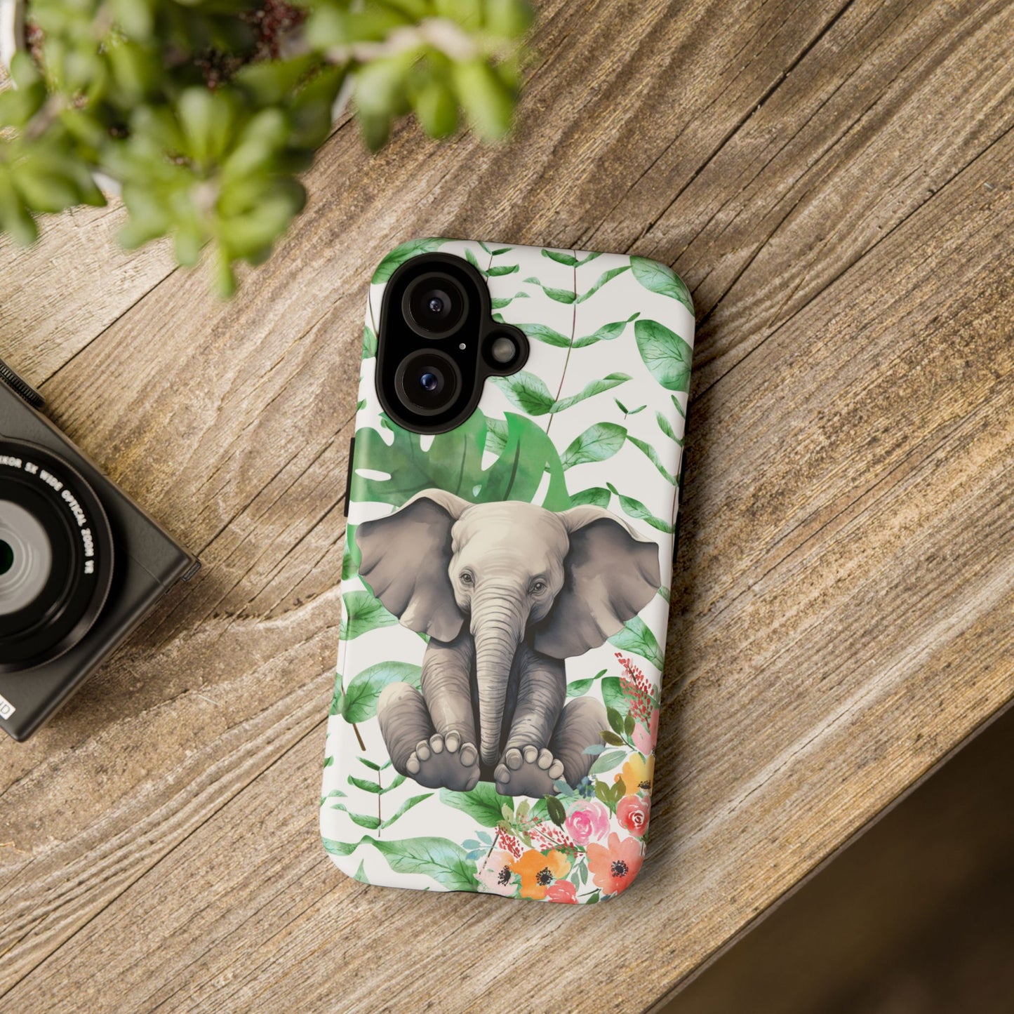 Cute Baby Elephant Mobile Cover – Floral & Tropical Aesthetic