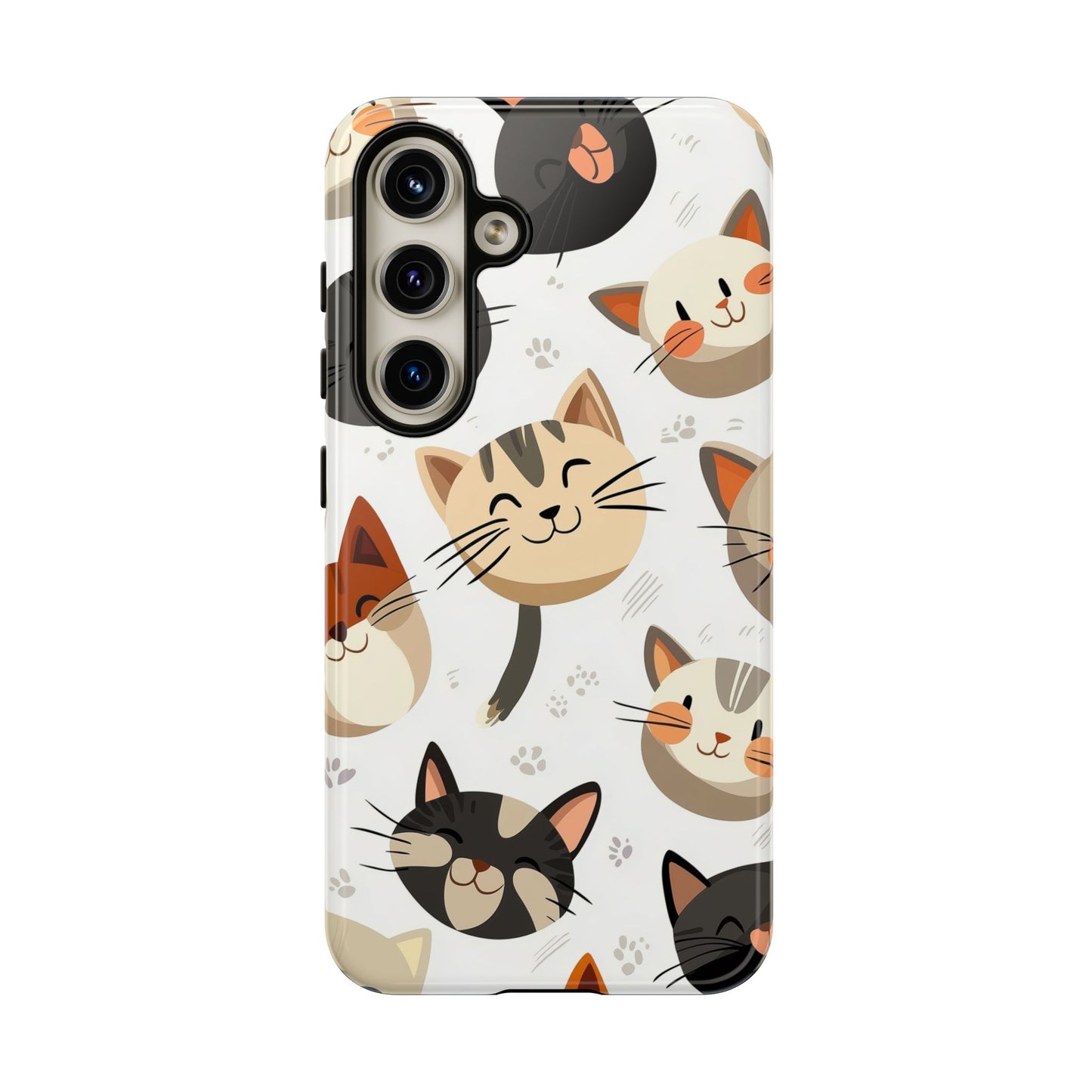 Cute Cat Faces Phone Case – Kawaii Anime Style for iPhone, Samsung & Google Pixel, Fun and Playful Cat Design