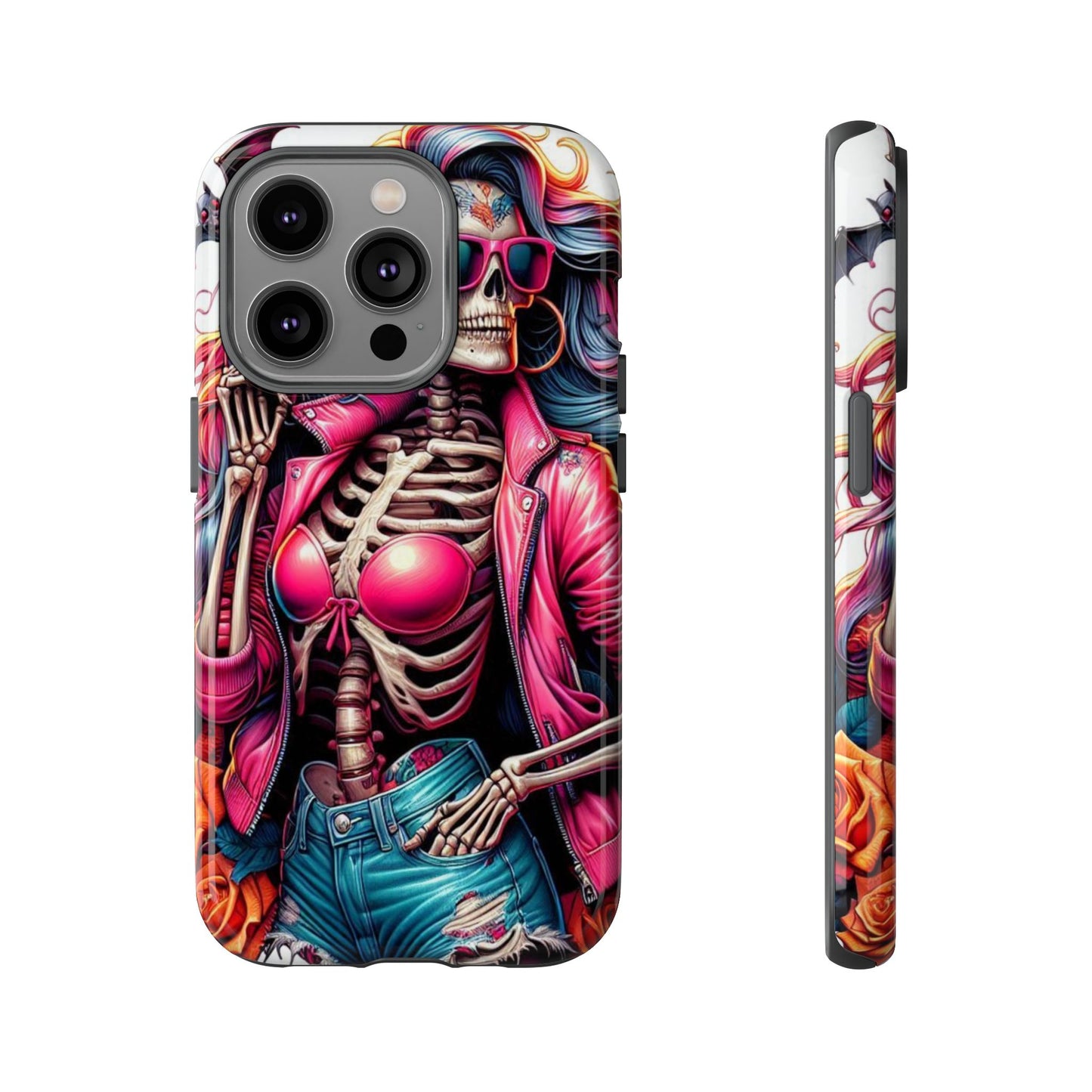 Neon Bones – Retro Skeleton & Vibrant Punk Aesthetic Mobile Cover