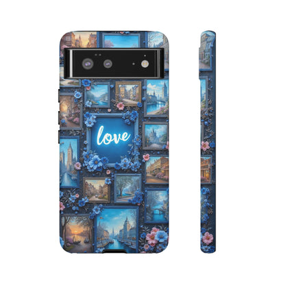 Blue Floral Love Frame Phone Case