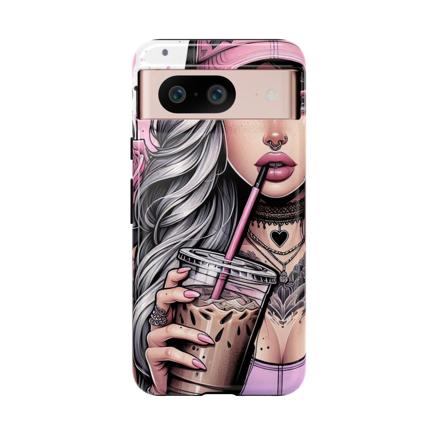 Pink Aesthetic Rebel – Iced Coffee & Inked Beauty Mobile Cover