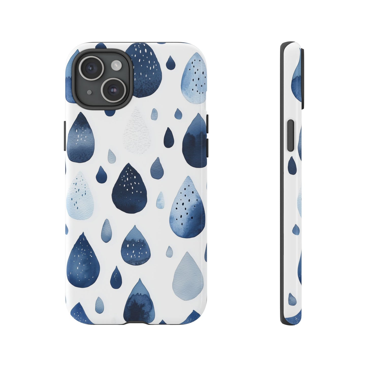 Indigo Rain Drops Watercolor Phone Case for iPhone, google Pixel & Samsung
