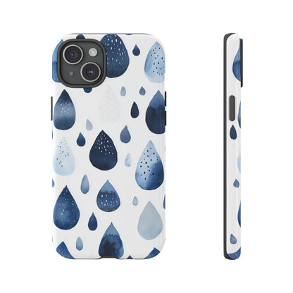 Indigo Rain Drops Watercolor Phone Case for iPhone, google Pixel & Samsung