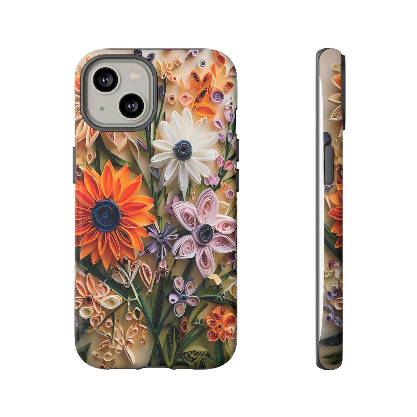 Intricate Quilled Floral Artwork In Vibrant Colors phone case design.