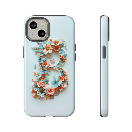 Floral Letter B Phone Case – Personalized Aesthetic Cover for iPhone, Samsung & Google Pixel