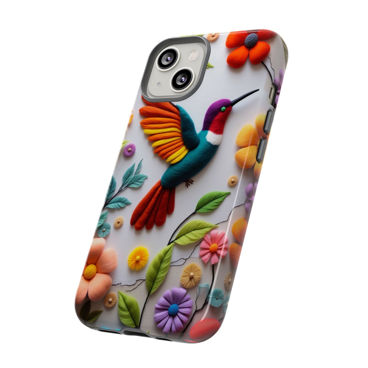 Embroidered Hummingbird with Floral Design | Nature's Elegant Stitch | iPhone 16 Pro