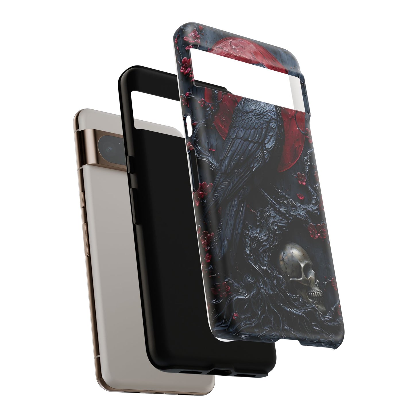 Gothic Sculpture Of Raven On Charcoal Tree Branch phone case design