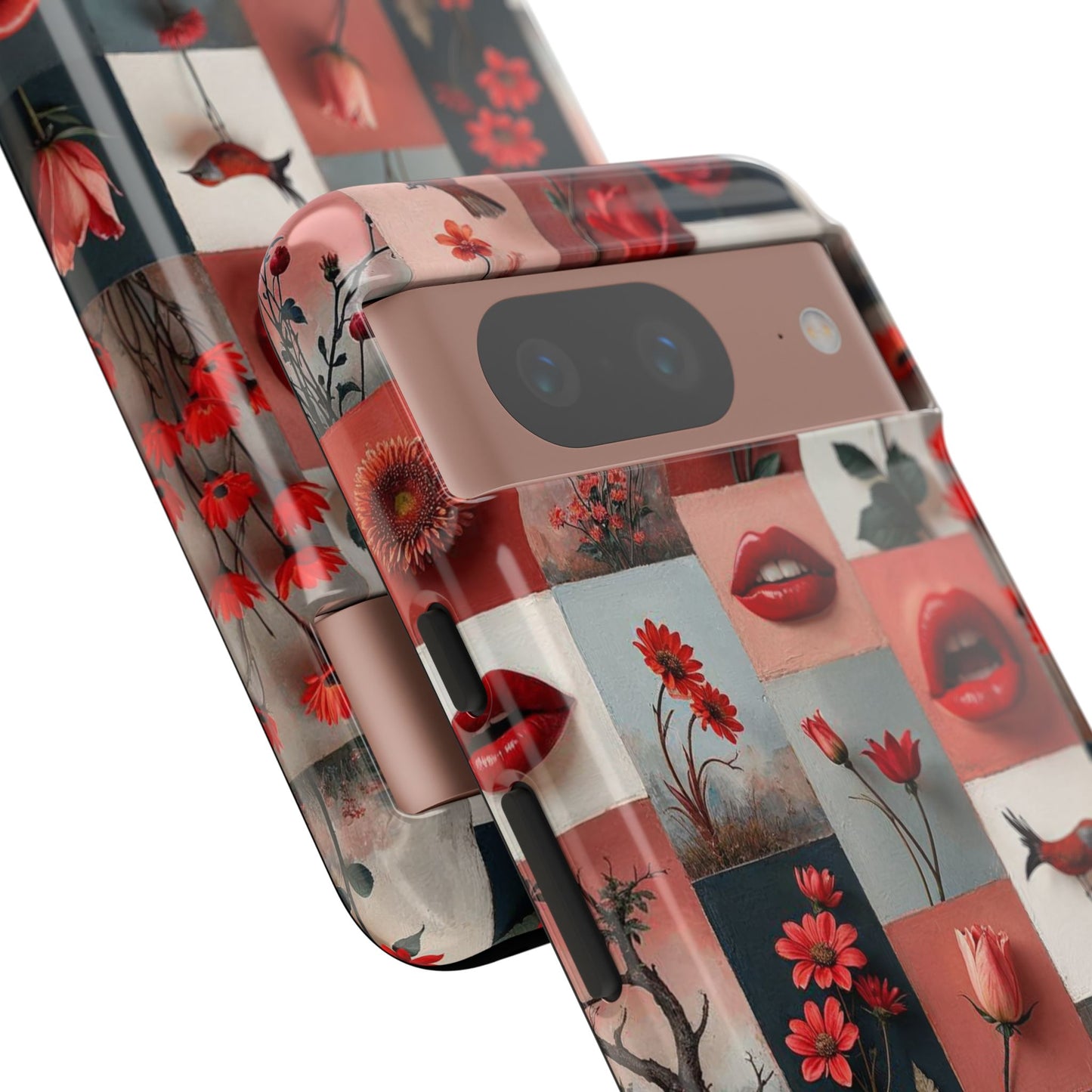 Red Flowers & Lips Collage Phone Case