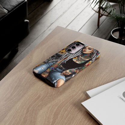 Sunflower Biker Queen – Bohemian Tattooed Rebel Mobile Cover