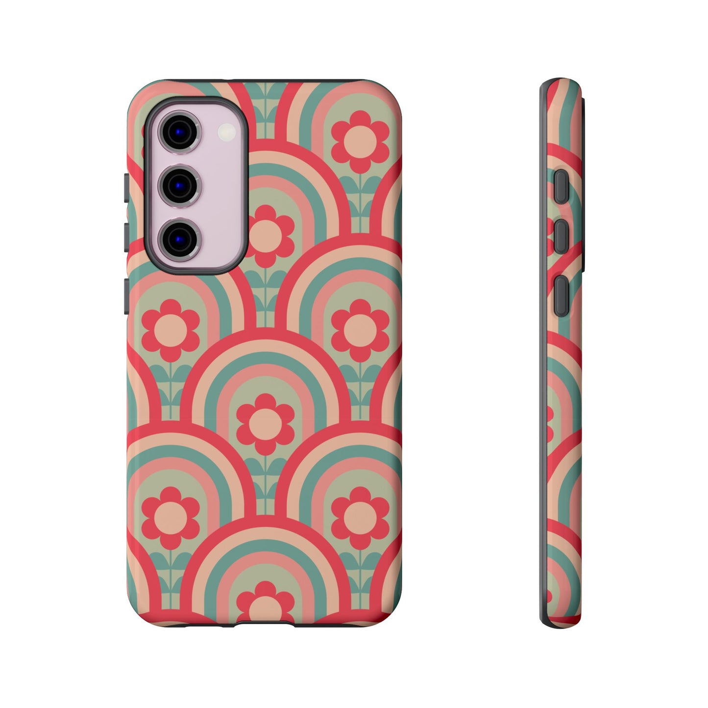 Retro Floral Rainbow Phone Case – Vintage Aesthetic for iPhone, Samsung & Google Pixel
