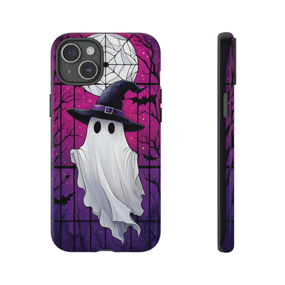 Stylized Halloween Illustration of a Ghost in Stained Glass  phone case design.
