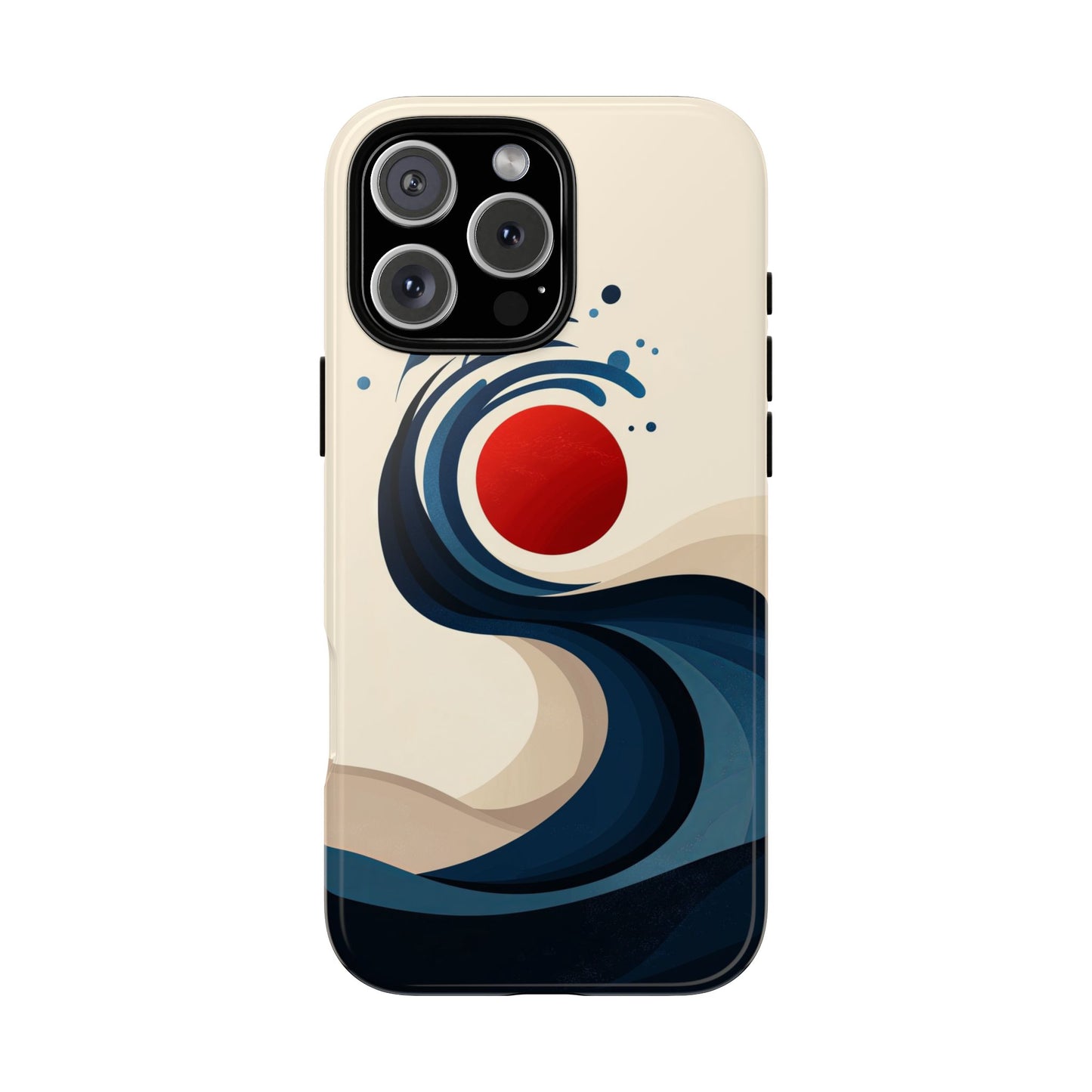 Red Sun Wave – Minimalist Abstract Ocean Case for iPhone, Google Pixel, Samsung