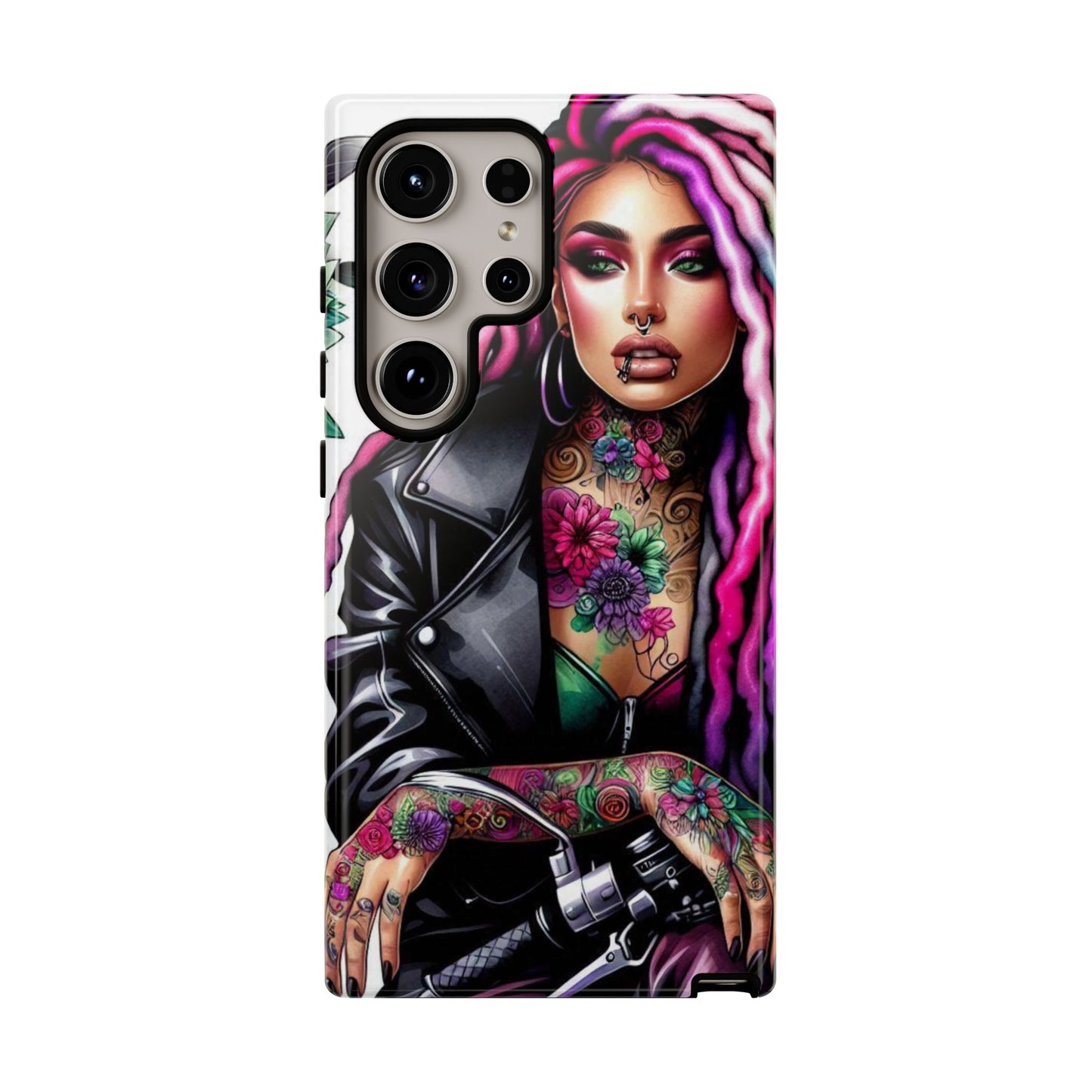 Neon Rebel – Vibrant Biker Queen Mobile Cover