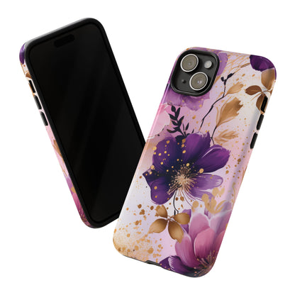 Luxury Purple & Gold Floral Aesthetic Mobile Case