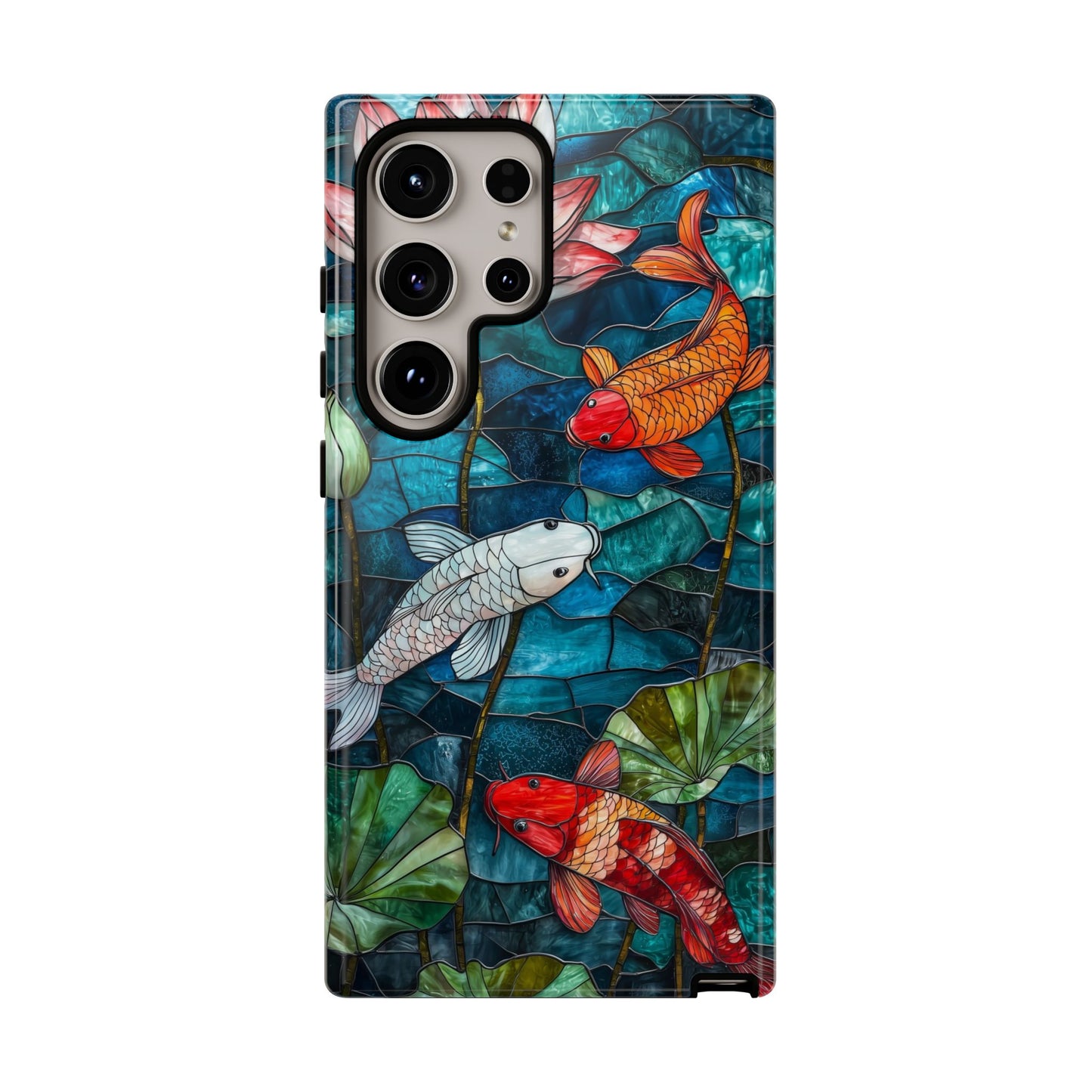 Lotus Serenity" – Koi Pond Stained Glass Case or iPhone, Samsung & Pixel