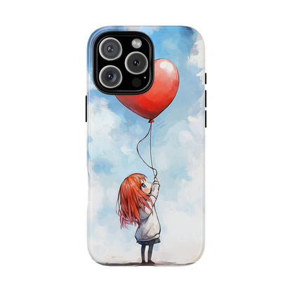Anime Girl with Heart Balloon Phone Case – Cute & Inspirational Design for iPhone, Google Pixel & Samsung
